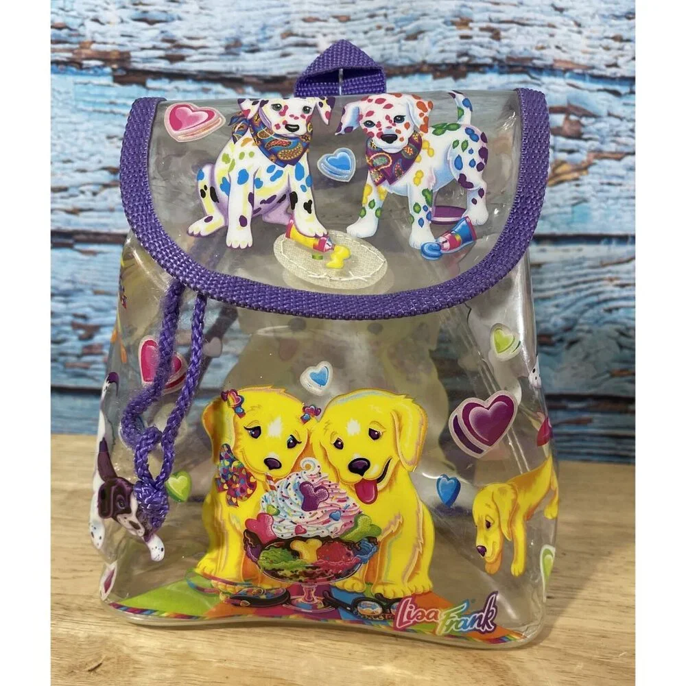 LISA FRANK Vintage 1990s Backpack Clear With Spotty Dotty Casey‎ And Cadmus